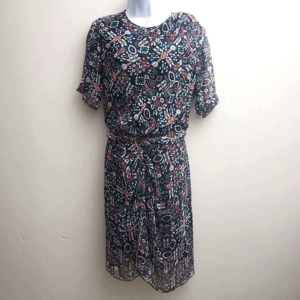 ISABEL MARANT Etoile Draped 100% Silk Dress US 6/EU 38 Blue Red Southwestern